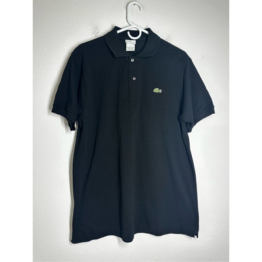 LACOTSE Size 5 (M) Black Mens Polo Shirt 100% Cotton Golf Casual EUC